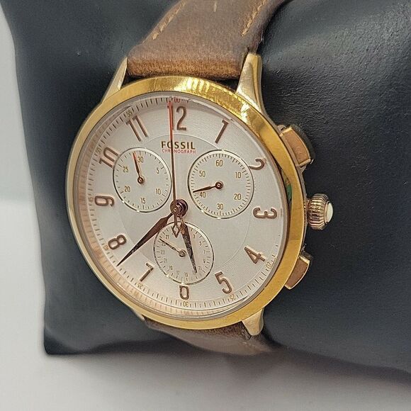 FOSSIL CH3016 Women's Brown Leather Analog Dial Quartz Genuine Wrist Watch BC265 - Picture 3 of 11